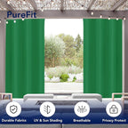 PureFit Outdoor Curtains for Patio Waterproof Weatherproof, UV Resistant Outside Curtains for Gazebo, Front Porch, Pergola, Sun Blocking Privacy Curtain, 52W x 120L inch, 1 Panel, Green
