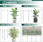 12 Pack 24 inch Plant Support Stakes, Half-Round Metal Garden Flower Stakes, Large Peony Support Ring and Cage for Indoor and Outdoor Plants, Hydrangea, Tomato, Rose, Monstera with Plant Ties