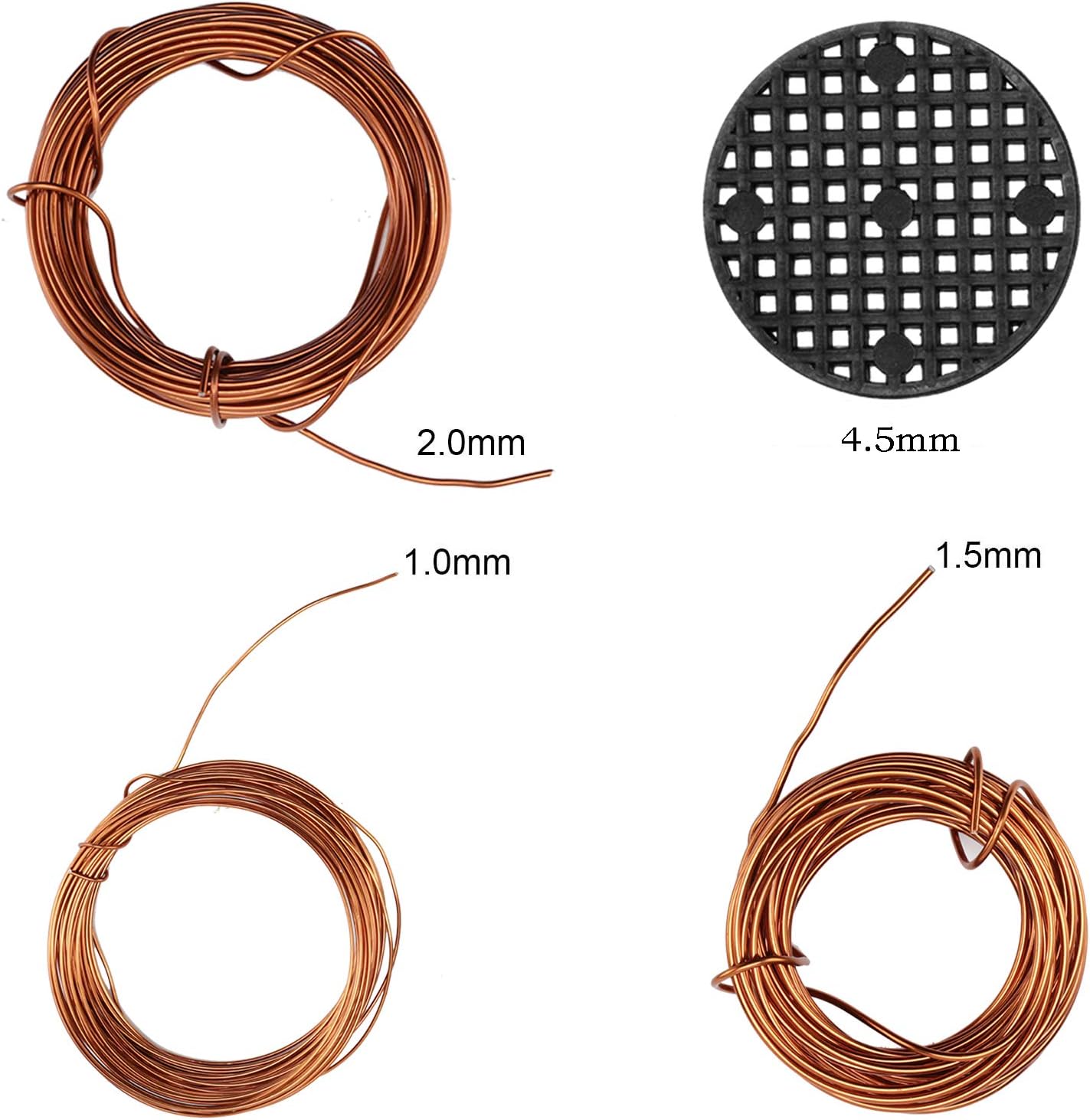Bonsai Tool Set, 20 Pcs 4.5cm Round Bonsai Pot Bottom Grid Mat Mesh and 3 Roll Anodized Aluminum Wire Soft DIY Jewelry Crafts Versatile Painted Metal Cord for DIY Jewelry Craft Making