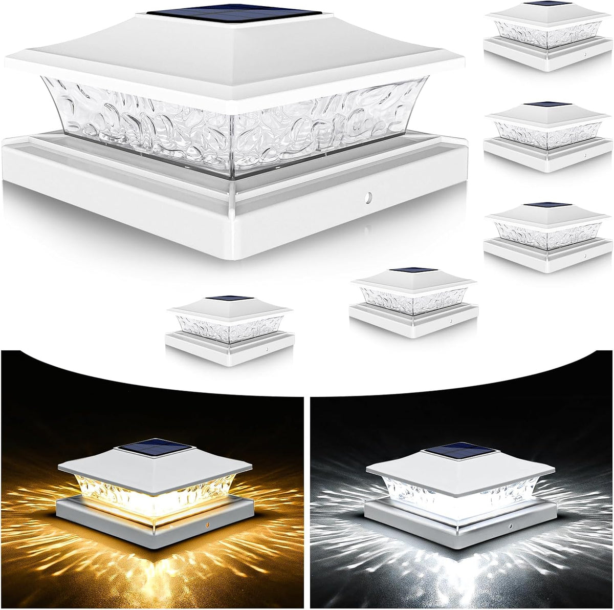 volisun solar post cap lights, 2 modes outdoor, main product view