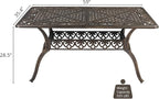 VINGLI 7-Piece Outdoor Dining Set, Cast Aluminum Patio Furniture Set for 6 with Umbrella Hole, Rectangular Outdoor Dining Table & 6 Stackable Chairs, All-Weather Garden/Poolside Dining Set Bronze