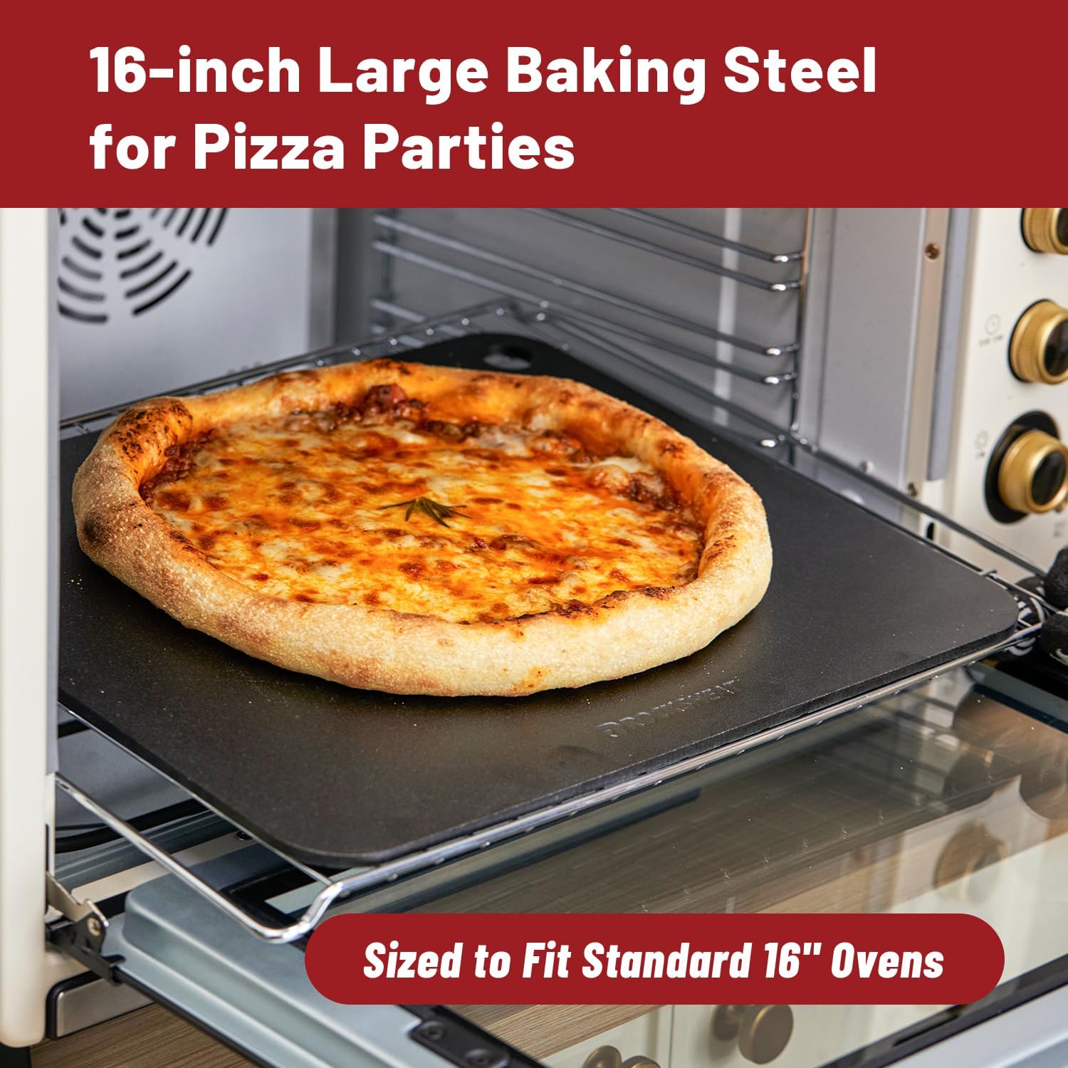 Pizza Steel Baking Steel, 16 x 13.4 Inch Heavy Duty Carbon Steel Pizza Baking Plate, 20X Faster Heating for Crispy Pizza Crust & Artisan Bread, Ideal for Oven Grill Home & Commercial Use