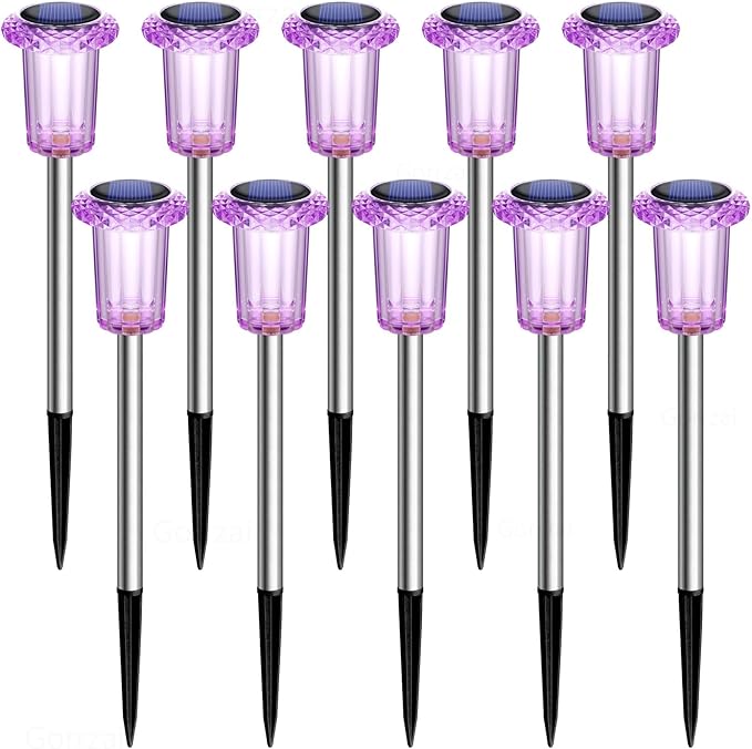 Halloween Solar Lights Outdoor 15 Pack Solar Pathway Lights Outdoor Halloween Decorations Waterproof Yard Lighting for Driveway Garden Walkway Path Landscape Lawn (Purple)