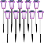 Halloween Solar Lights Outdoor 15 Pack Solar Pathway Lights Outdoor Halloween Decorations Waterproof Yard Lighting for Driveway Garden Walkway Path Landscape Lawn (Purple)