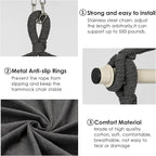 Y- STOP Hammock Chair Hanging Rope Swing, Max 500 Lbs, 2 Cushions Included, Large Macrame Hanging Chair with Pocket, Cotton Weave for Superior Comfort, Durability (Dark Grey)