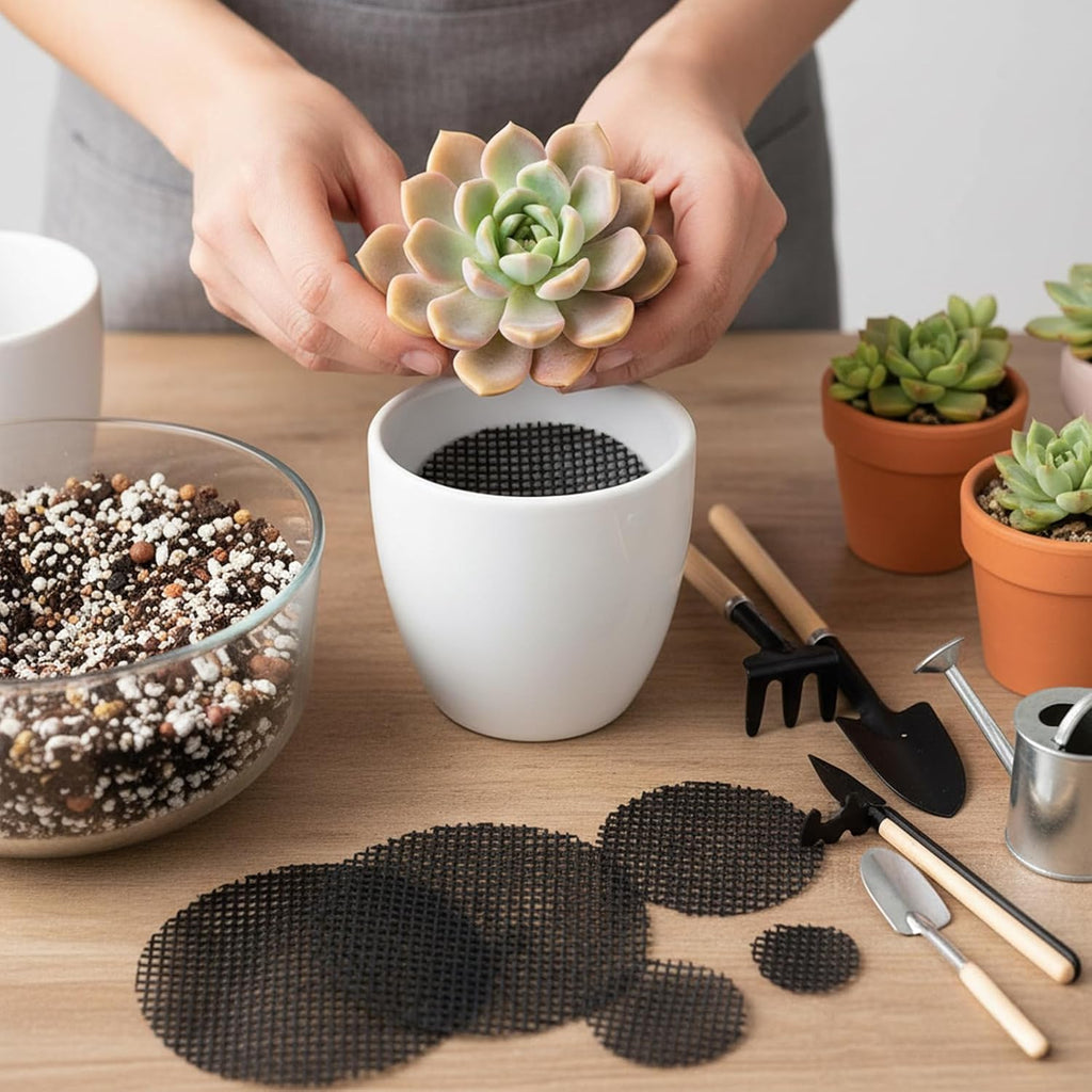 150 Mesh for Plant Plant Hole Mesh Pads Drainage Screen Plastic Round Flower Hole MeshScreen Cover Pad 2 3 4 Inch Assorted SizesMesh Preventing Soil Leakage