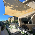 SUNLAX Sun Shade Sail 12' x 20' x 23.3' Sand Rectangle Canopy Sail Shade Cover UV Block Permeable Sunshade Outdoor for Patio Backyard Deck Pergola (We Make Custom Size)