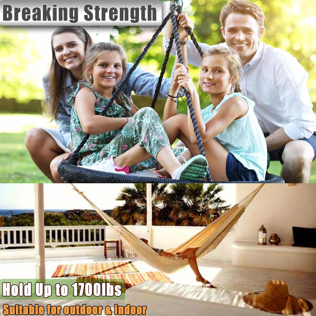 Hammock Hooks Heavy Duty, 1700lbs Capacity Hammock Hanging Kit, 2pcs 10MM 304 Stainless Steel Pad Eye Hooks for Porch Swing Hanging, Hammock Chair, Wall Ceiling Mount Hanger Indoor & Outdoor (Silver)