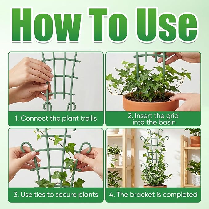 5 Pcs Trellis for Potted Plants,Stackable Plant Trellis for Climbing Plants Indoor, Small Plastic Support for Vine Ivy Hoya Houseplants Flower Plant Support