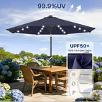 ABCCANOPY Durable Solar Led Patio Umbrellas with 32LED Lights 11FT (Deep Blue)