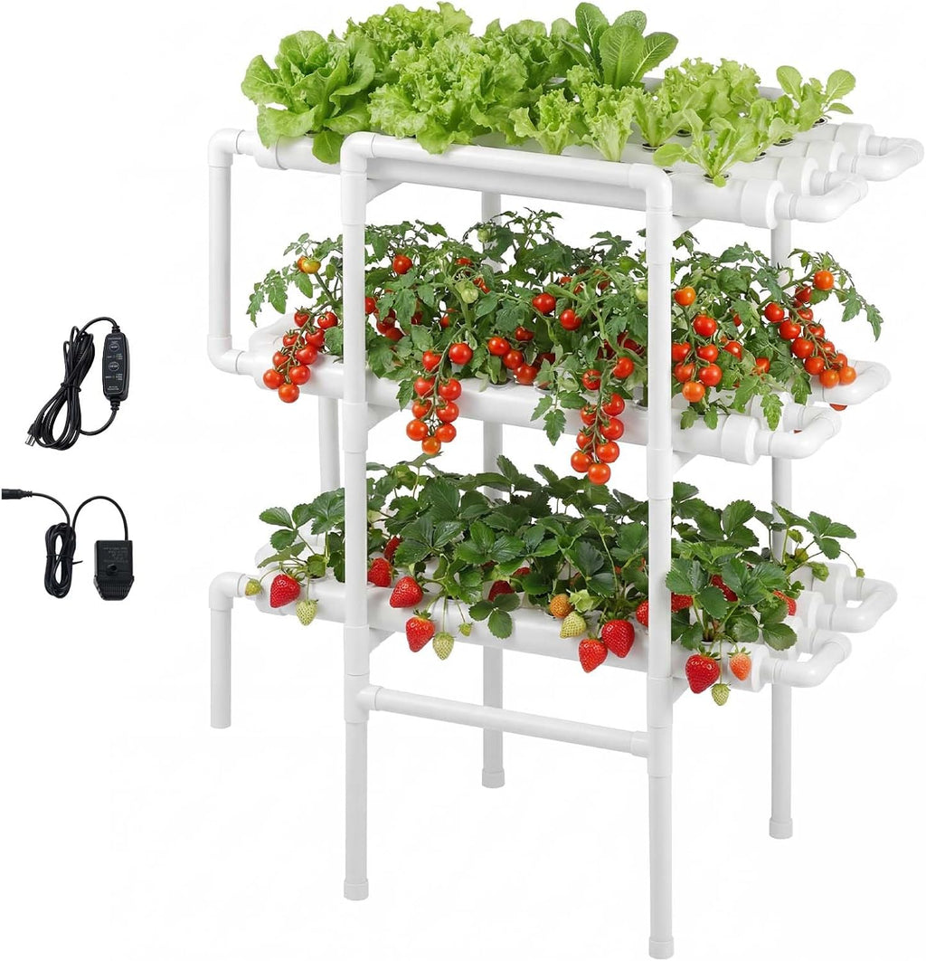 vevor hydroponics growing system kit, 3-tier 108 sites, main product view