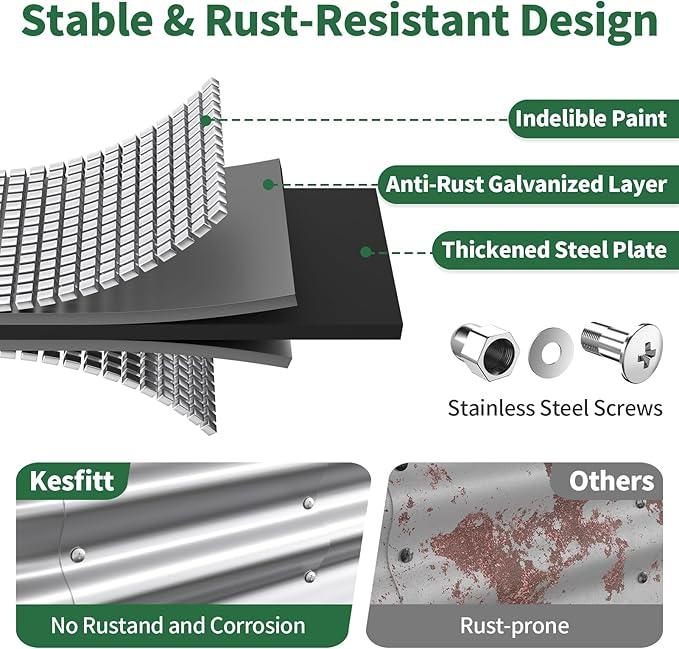 Kesfitt Raised Garden Bed, 4x2x1 FT Galvanized Steel Metal Raised Garden Bed, Oval Open-Bottom Design, 12-Inch Deep for Outdoor Vegetable & Herb Gardening, Silver
