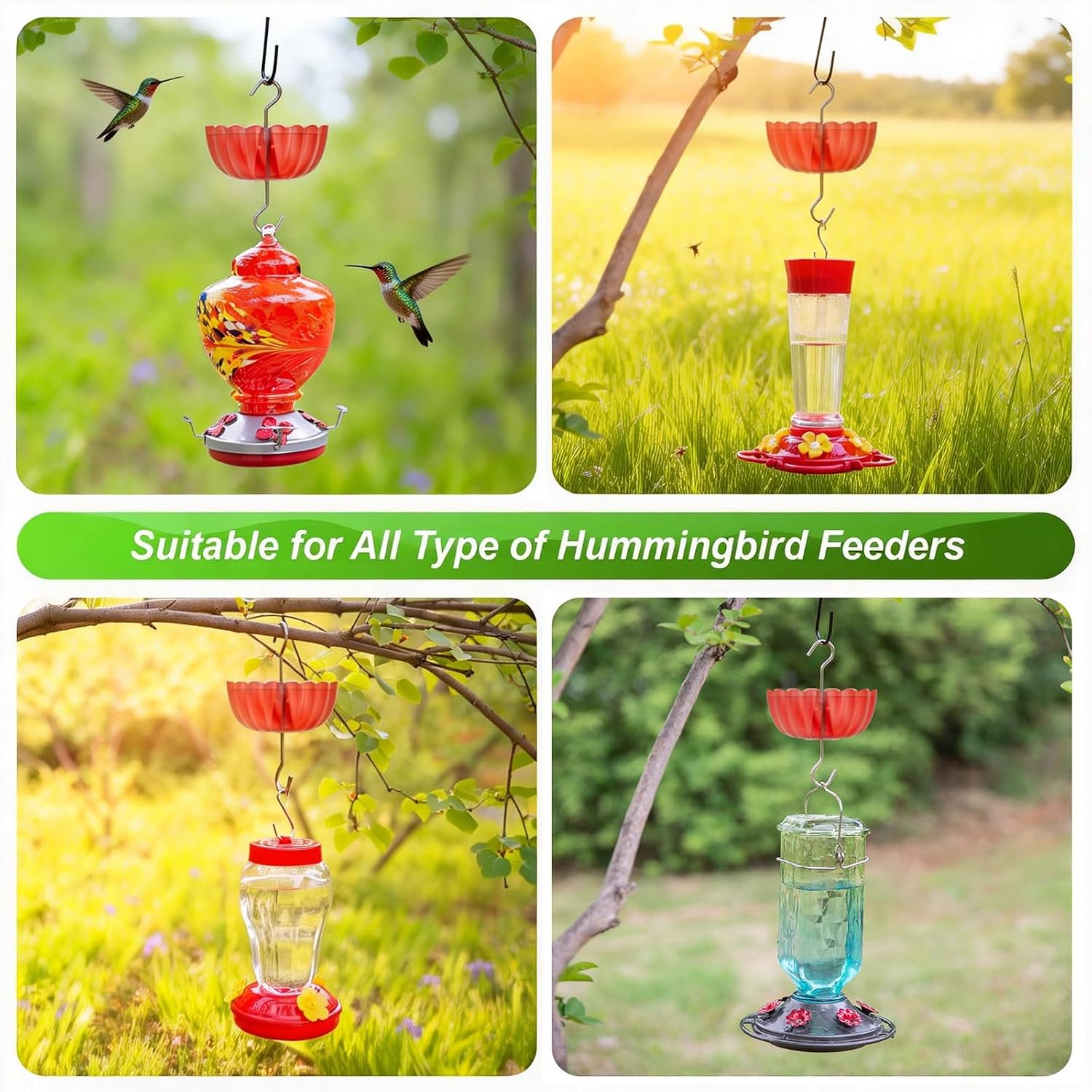 Ant Moat for Hummingbird Feeders, (4 Pack, 7 OZ) Vintage Style Humingbird Feeder Parts Ant Guard & Stopper(Red)