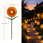 LEDs Solar Sunflowers Stake Lights for Garden Metal Warm White, Memorial Gift - Perfect as Remembrance & Sympathy Gifts (Flower)