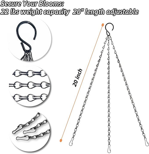 20 Inch Hanging Baskets Chain, Hanging Chains with Hooks Flower Pot Chain Replacement Plant Hangers for Planters, Bird Feeders and Lanterns (Classic, 4)