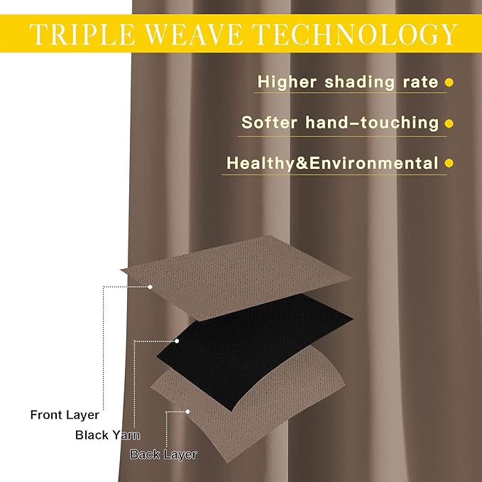 NICETOWN Blackout Curtain for Sliding Door, Grommet Top Thermal Insulated Bedroom Window Curtain Sound Dampening Drape for Patio Door/French Door (Cappuccino, 1 Panel, 80" W x 90" L)