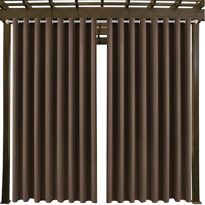 Waterproof Outdoor Curtain W105 x L84 - Grommet Top Sunlight Blocking Window Treatment Drapes Blackout Curtains for Home Bedroom Living Room Outdoor Patio Porch Pergola Cabana Gazebo (2 Panels)
