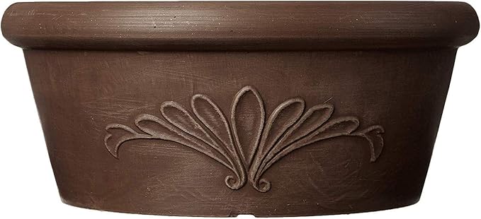 Arcadia Garden Products PSW TA25C Plastic/Stone/Wood Composite Bulb Pan – No Drainage Hole (Drillable), Planter Bowl for Succulents, Bonsai, Fairy Gardens, Herbs,10-Inch, Chocolate