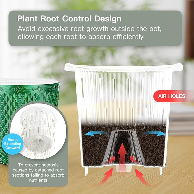 QCQHDU Self Watering Hanging Pots, 2 Pack 5.7 Inch Hanging Planters for Plants Indoor, Outdoor Flower Pots with Drainage Holes and 3 Hooks Chains for Garden Home (Emerald)