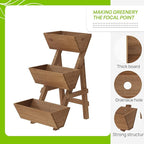 3-Tiers Wooden Raised Garden Bed Tiered Planter Box Flower Pots Vertical Garden Planter Wood Plant Stand for Vegetables Flowers Herbs for Patio, Balcony, Freestanding (Brown L)