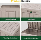 ROJIK Outdoor Storage Housing Deck Box - Waterproof Patio Furniture, Garden Tools, Cushions, Pool Accessories Storage Bench with Lockable Lid and Side Handles (Grey 48 Gal)