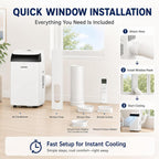 garvee 14000 btu portable ac with black top, side view