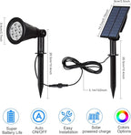 T-SUNUS RGB Solar Landscape Spotlights Christmas, Color Changing Spot Lights Waterproof IP65 Garden Pond, 180° Adjustable Halloween Wall Tree Light Separately Installed for Outdoor Indoor 2 Pack