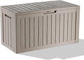 90 Gallon Outdoor Storage Box - Deck Box Container for Patio, Pool, and Garden-Waterproof and UV Resistant Resin,Lockable (Grey)