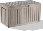 EasyUp 80 Gallon Resin Deck Box Storage Outdoor Waterproof Boxes Lockable UV Resistant Container for Patio Furniture Cushions Pool Supplies Garden Tool, Equipment Outside Storage Delivery, Gray