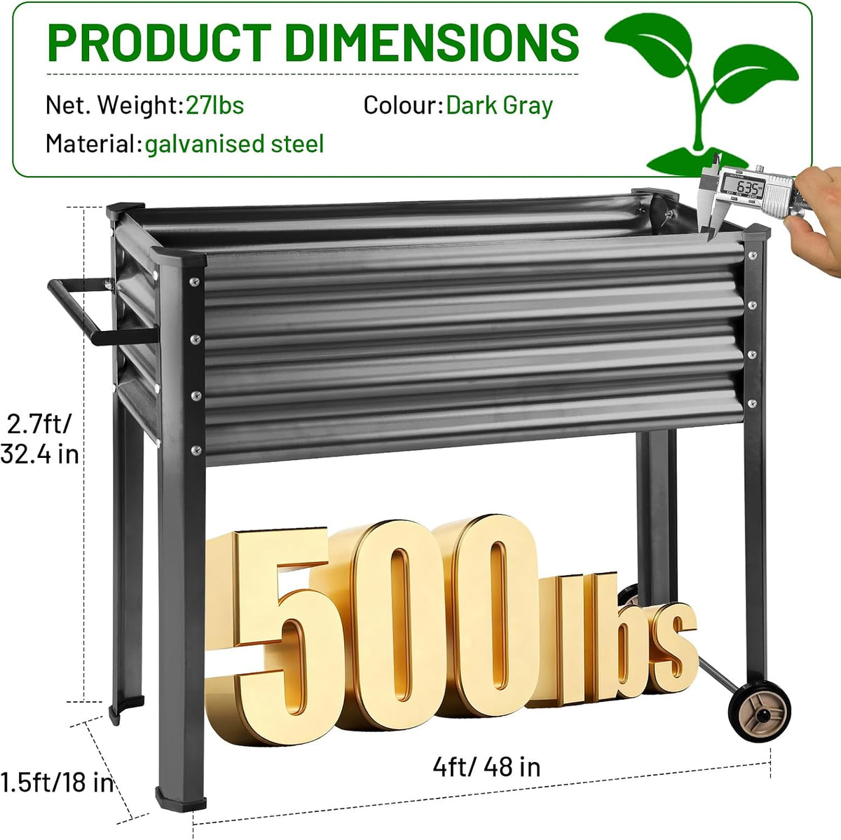 land guard 2 pack galvanized raised garden bed, close-up detail