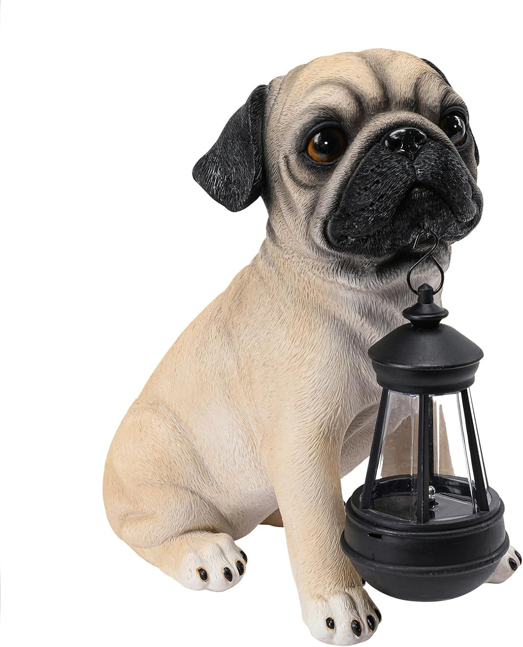 Solar Dog Garden Statues, Pug Garden Statue with Lantern Lights Outdoor | Pug Gifts for Pug Lovers, Dog Figurines with Warm Glow for Indoor Patio, Lawn, Yard Art Decoration and Garden Gift for Mom