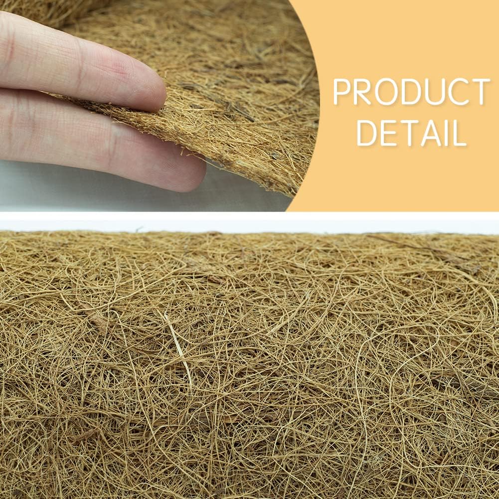 Coconut Fiber Mat, Yarrdfir 24 x 160 inch Natural Coconut Liners for planters Flower Basket, Natural Coconut Fiber mat, Garden Decoration, Animal pet pad, Reptile Carpet, Snow Mat (24 x 160)