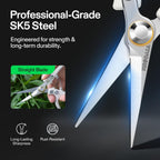 VIVOSUN Pruning Shears for Gardening, Q-Shaped Garden Scissors for Plants | Straight Precision Stainless Steel Blades, Comfort Ergonomic Grips, Ideal Snip for Deadheading, Trimming & Shaping Plants