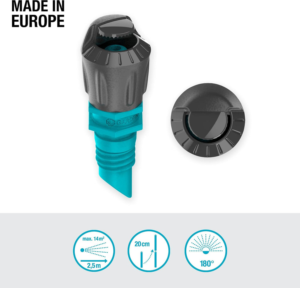 Gardena 180 Degree Spray Head, Adjustable, Water-Saving Sprinkling, Spraying Range Approx. 3 m, 5 Units (13321-20)
