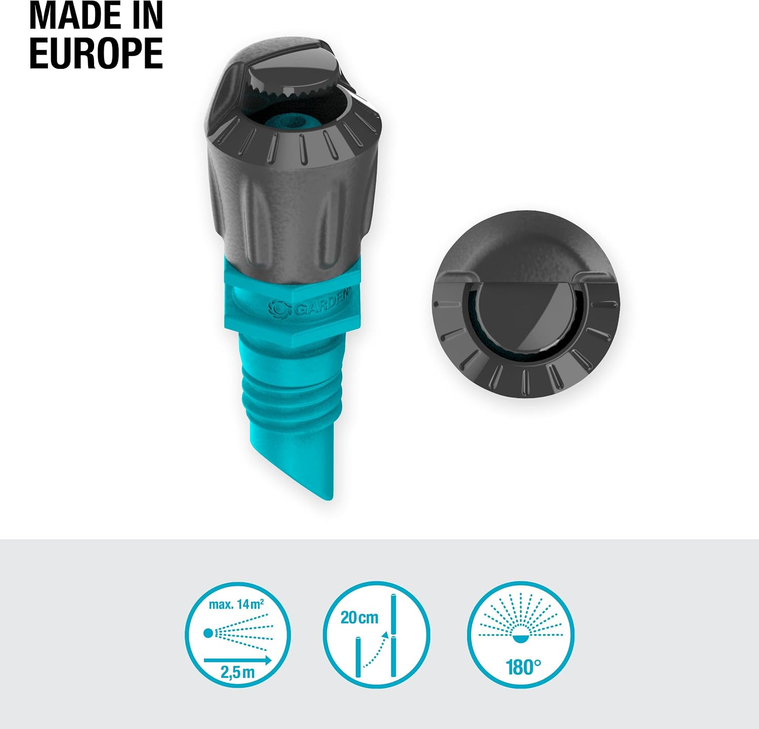 Gardena 180 Degree Spray Head, Adjustable, Water-Saving Sprinkling, Spraying Range Approx. 3 m, 5 Units (13321-20)