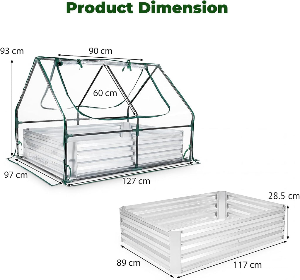 giantexuk raised garden bed with greenhouse, 2 in showing dimensions