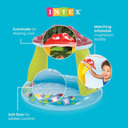 INTEX 57114EP Mushroom Baby Pool: Built-In Mushroom Shade – Soft Inflatable Floor – Durable Vinyl – Ages 1-3 – 40" x 35"