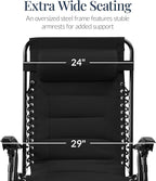Best Choice Products Oversized Padded Zero Gravity Chair, Folding Outdoor Patio Recliner, XL Anti Gravity Lounger for Backyard w/Headrest, Cup Holder, Side Tray, Polyester Mesh - Black