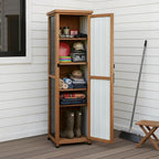 62" H Tall Narrow Outdoor Storage Cabinet with Metal Top, Outdoor Shed Storage Unit Waterproof with Adjustable Shelves for Garden, Patio, Living Room, or Entryway Storage, Black