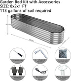 Galvanized Metal Planter Round Raised Garden Bed Kit for Gardening Outdoor Galvanized Planter Outdoor 1PC METAL8X2X1FT