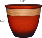 Classic Home and Garden Premiere Collection Planter, Abigail 15", Lava Red