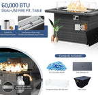 NICESOUL 13 Pcs Patio Set with Fire Pit Table, Modular 10-Seat Wicker Outdoor Sectional with Fire Pit & Chaise Lounge, 500 lbs High Weight Capacity Deep Seated Sectional Couch Set, Light Gray