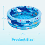 Sloosh Inflatable Kiddie Pool, 34"x10" Blow Up Kid Swimming Pool, 3 Rings Blue Baby Pool for Toddler, Play Pit for Dog with Ocean Whale Pattern for Summer Water Party Backyard Garden(Whale)