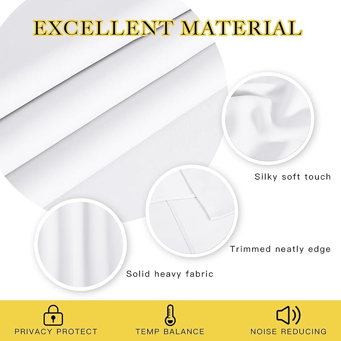 NICETOWN Room Darkening Curtain 90 inches Long - Thermal Curtain Grommet Large Window Treatment Sliding Door Curtain Light Blocking for Living Room (White, 1 Panel, W66 x L90)