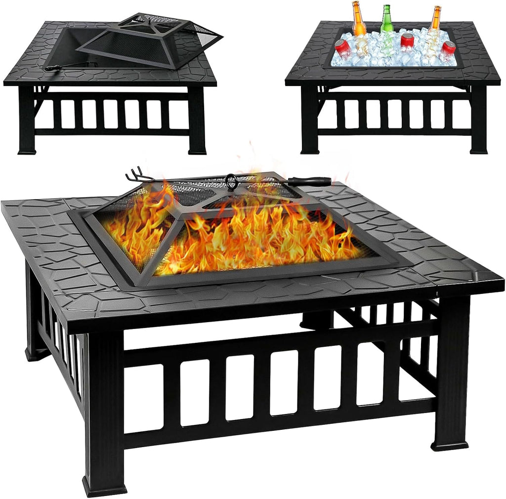 32 inch fire pit table with fire poker, main product view