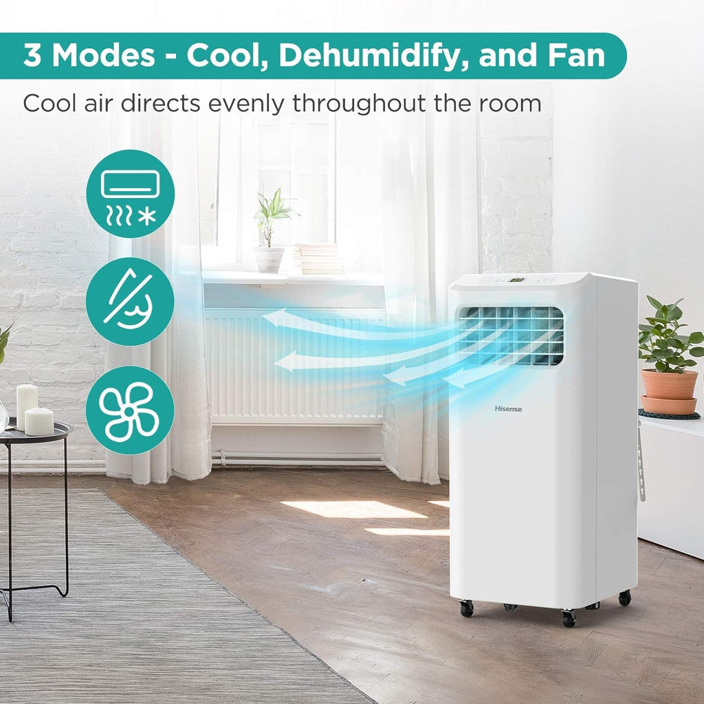hisense portable air conditioner 6,000 btu cooling dehumidifier, package contents
