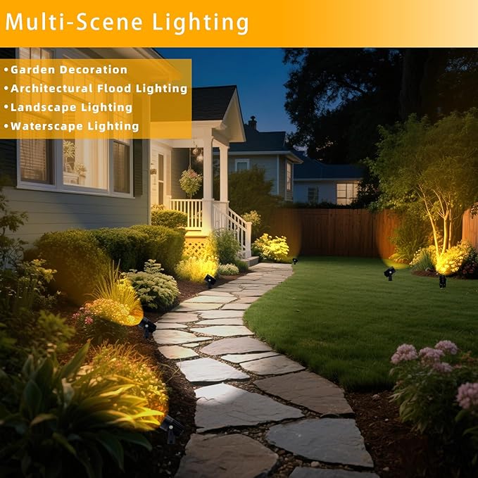 Smart RGB Low Voltage LED Spotlights, APP & Remote Control,Synchronous Dimming Lighting System, IP65 Waterproof,16 Million Colors for Outdoor Landscape,Yard,Garden,Holiday Decoration (8 Pack)