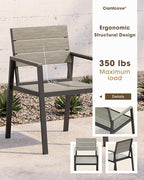 Outdoor Patio Dining Chairs Set of 2, Aluminum & HDPS All-Weather Dining Chiars for Deck, Lawn, Backyard, Pool (Classic Gray)