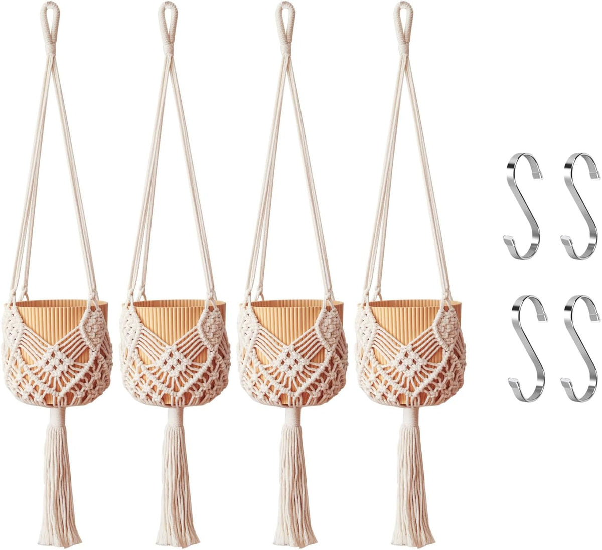 hanging planter with patterns,4packs macrame plant hangers indoor, main product view