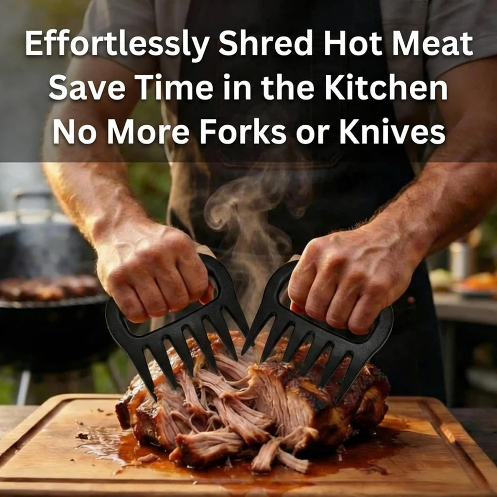 Meat Shredder Claws for Chicken & Pulled Pork Heavy Duty Meat Claws with Non-Slip Handle, BBQ Shredding Tool for Smoker, Grill & Kitchen